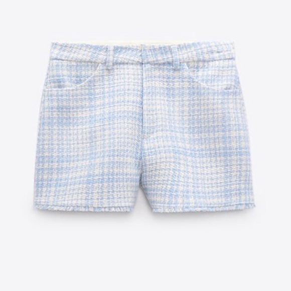 Zara Bloggers‎ Favorite Blue Structured Hight Waisted Shorts with Pockets Size L - Picture 12 of 15